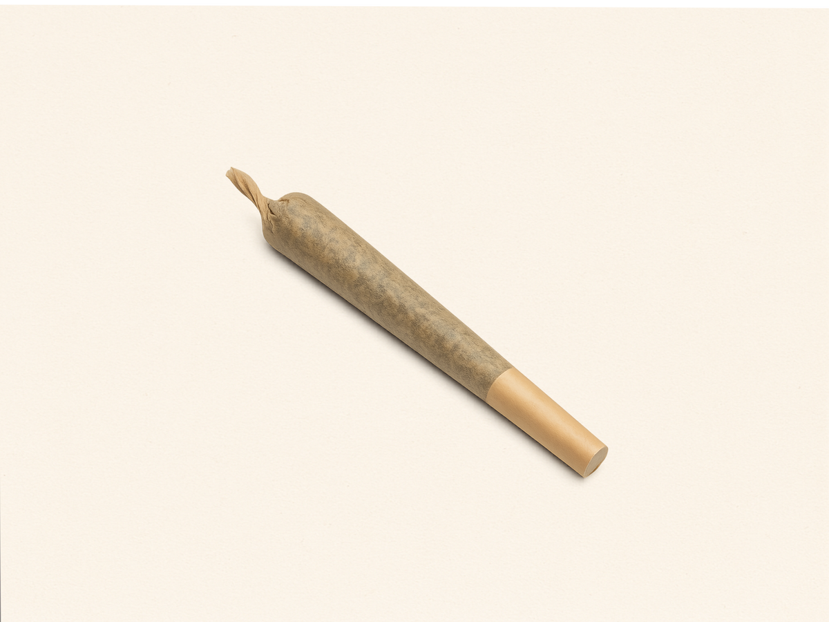 Joint CBD pré-roulé Cloud Store CBD, fleur seule sans tabac ni nicotine, photographié sur fond crème
